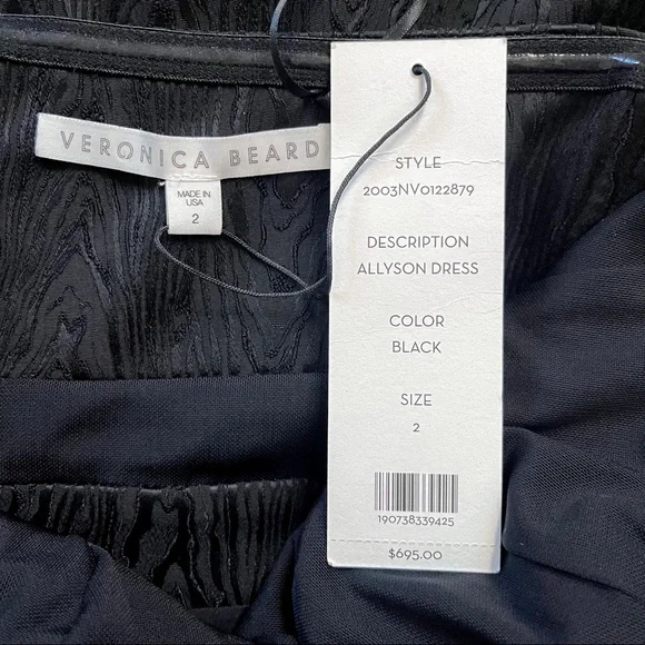 NWT Veronica Beard Allyson Black Strapless Jacquard Peplum Midi Dress Size 2 - Picture 12 of 13